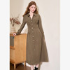 复古简约设计感翻领长袖连衣裙女秋冬保暖磨毛百褶长裙V4142670 商品缩略图1