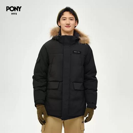 4.9折【自营】pony/波尼  1972秋冬新款男子灰鸭绒防风防泼水羽绒服外套 244M2OF11BK 商品图1