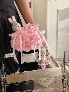 蝴蝶结永生花玩偶抱抱桶