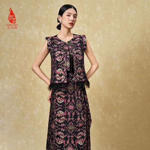 SAINTJOY/上久楷 女式宋锦半身裙 中国风 复古 凤凰于飞 CY1094207002 商品图2