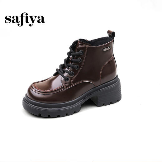 Safiya/索菲娅2024复古英伦时尚经典厚底粗跟短筒系带马丁靴 SF44116234 商品图7