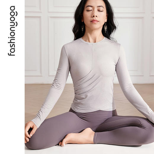 凡圣瑜伽圆领抽褶收腰长袖F14362 商品图11