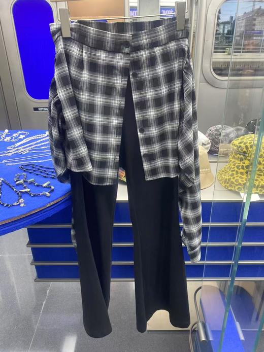 R-HUGMI 假二件格子绑带半身裙裤 商品图0