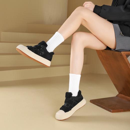 westory2024年秋冬新款休闲风厚底平跟百搭短靴毛毛板鞋S24DM84811 商品图6