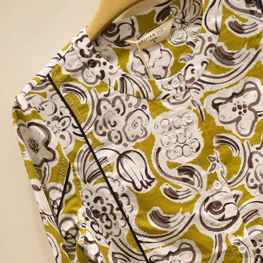 VIVIAN LIU薇薇安刘D2413001夏女装新款圆领印花长袖衬衫 商品图2