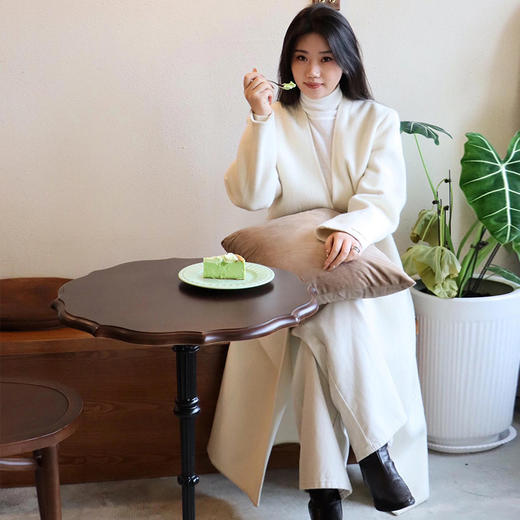 【顺丰包邮】95826 洛诗琳赫本风大V领中长款苏丽绒毛呢大衣 247817 商品图0