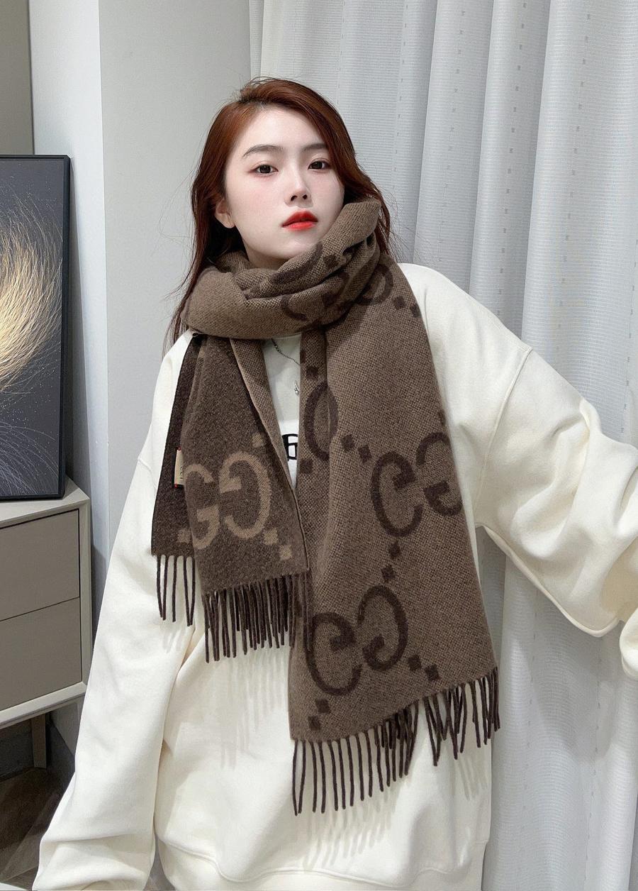 古驰GG山羊绒提花围巾（CB）