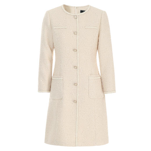 EITIE爱特爱气质圆领千金小香风收腰a字粗花呢连衣裙秋季新款D2407401 商品图5