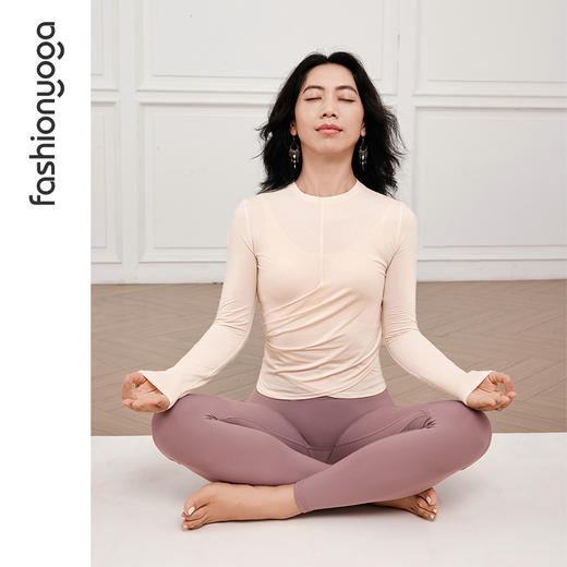 凡圣瑜伽圆领抽褶收腰长袖F14362 商品图6