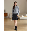 【专属特价】熙世界2025秋冬新款撞色木耳边圆领打底针织衫女长袖灰色软糯毛衣 商品缩略图3
