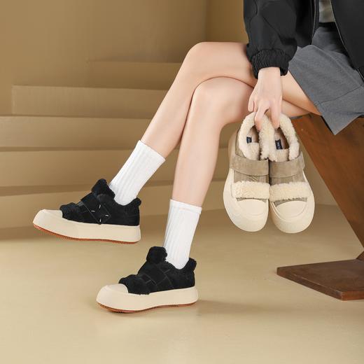 westory2024年秋冬新款休闲风厚底平跟百搭短靴毛毛板鞋S24DM84811 商品图1