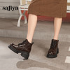 Safiya/索菲娅2024复古英伦时尚经典厚底粗跟短筒系带马丁靴 SF44116234 商品缩略图1