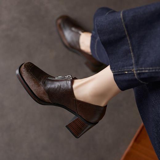 【预售5天】英伦风厚底小皮鞋，粗跟乐福鞋深口高跟单鞋YX&A1503 商品图3