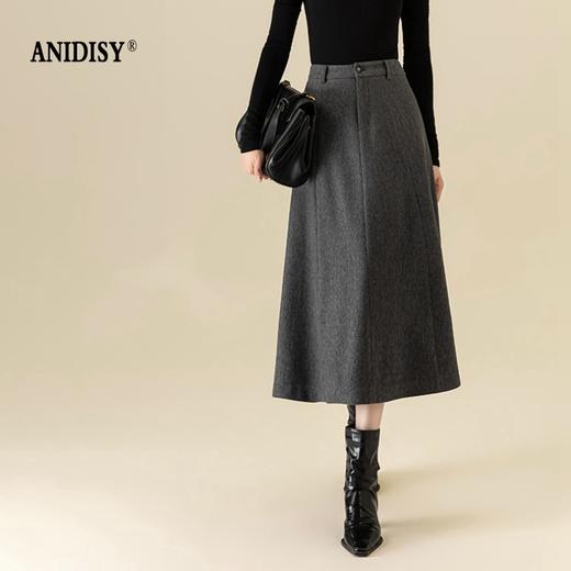 时尚法式高腰拉链A字半身裙 商品图2