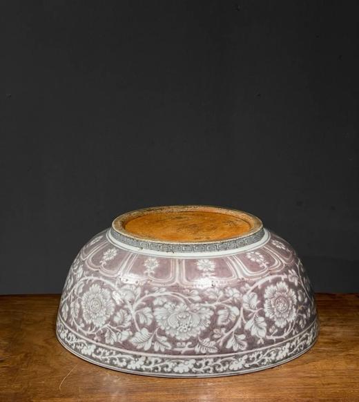 釉里红拔白缠枝牡丹纹碗，顺丰包邮 商品图1