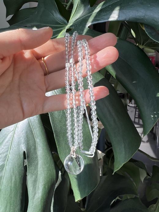 天然白水晶球能量石吊坠项链 男女情侣礼物 商品图1