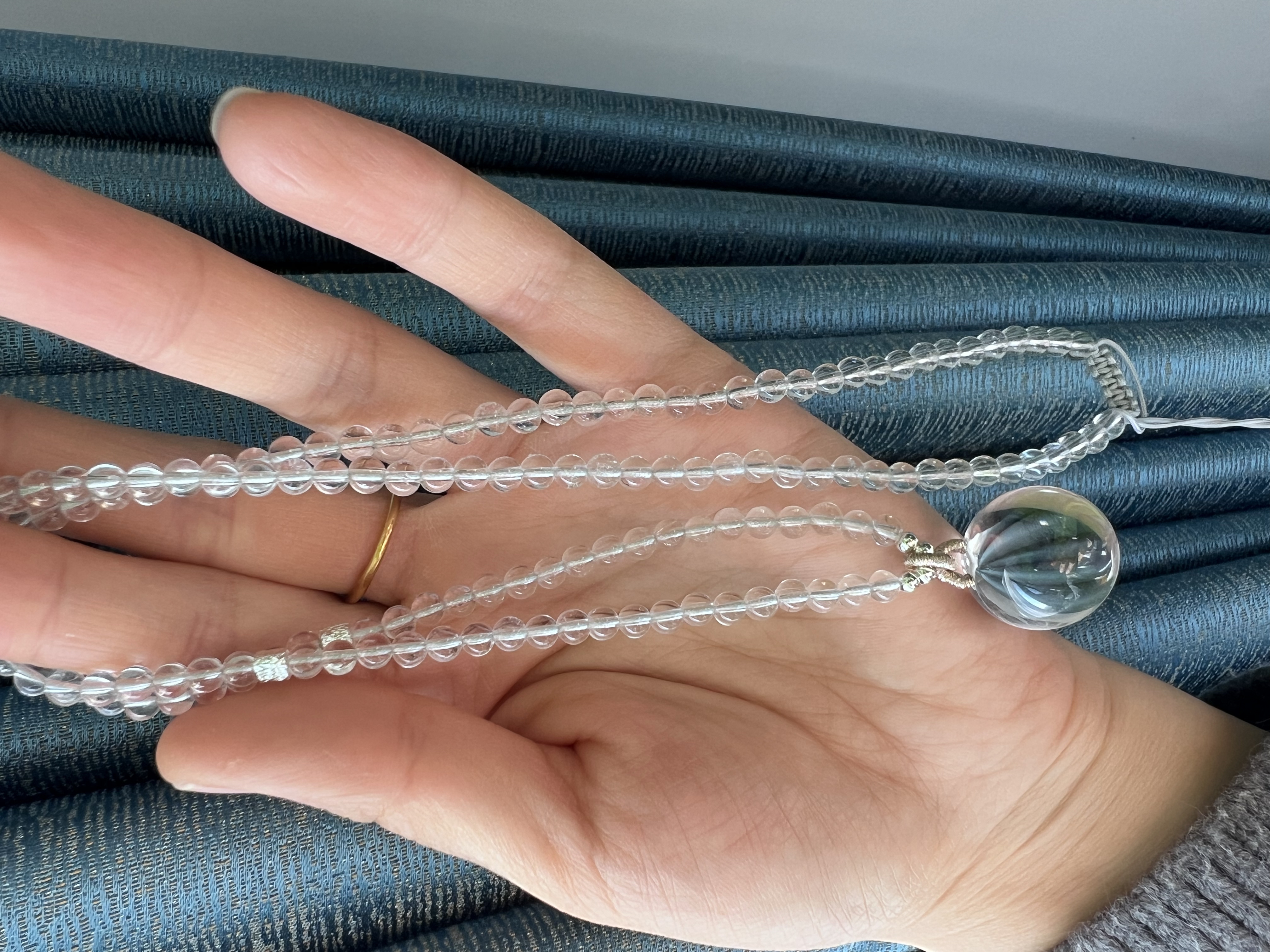 天然白水晶球能量石吊坠项链 男女情侣礼物