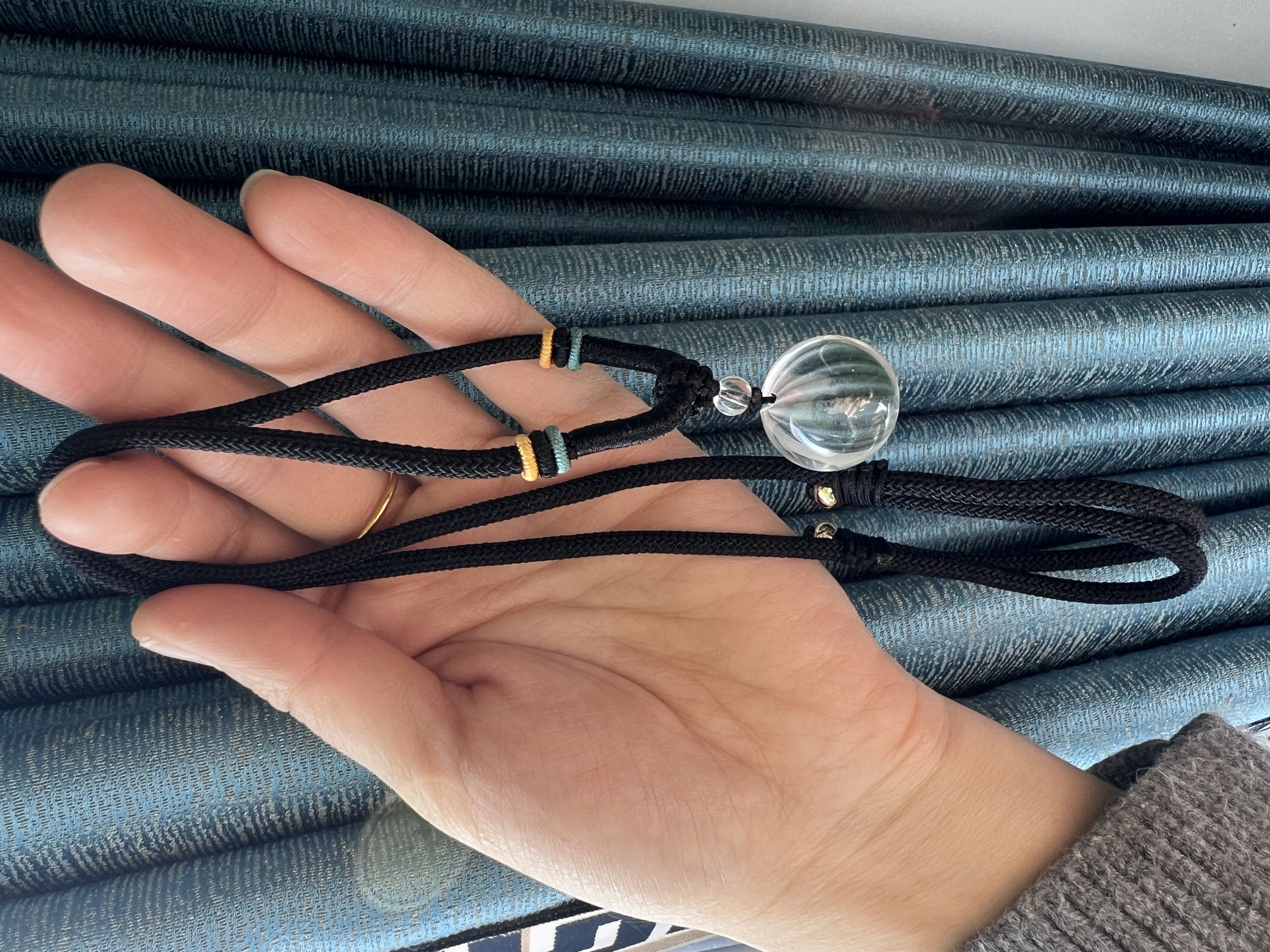 天然白水晶球能量石吊坠项链 男女情侣礼物