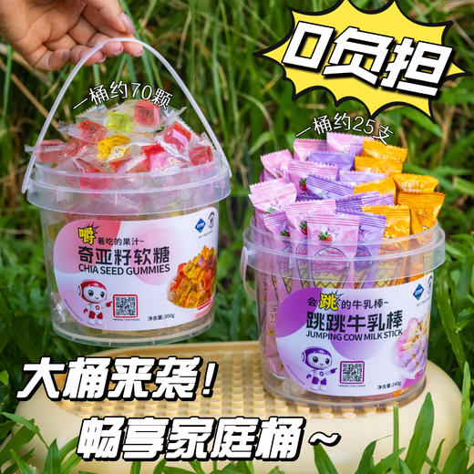 童年糖果健康版🌿2桶6味🌈【正优味园&臻邦跳跳牛乳棒、奇亚籽软糖】0负担奶糖+水果糖🛒超大桶！超实惠！超健康！ 商品图0