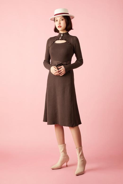 SIA SAYLOR 咖啡色修身针织连衣裙 10797 商品图0