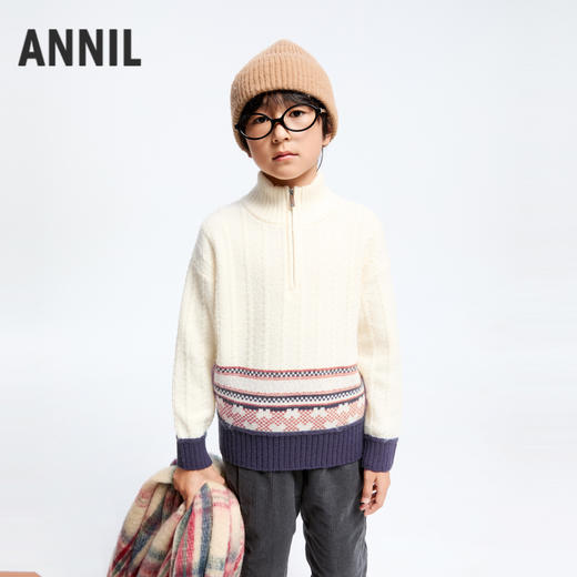 男童毛衣保暖北极绒冬季新款安奈儿童装实体店同款AB444612 商品图0