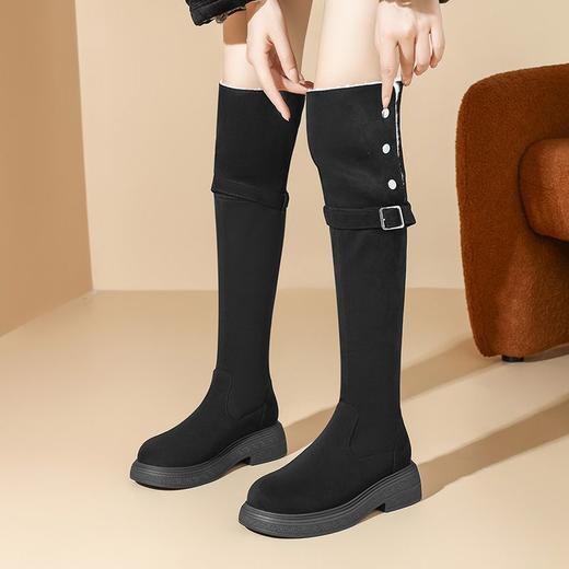 ZHR则则时尚百搭过膝靴2024新款洋气复古长筒靴折叠两穿加绒女靴 商品图7