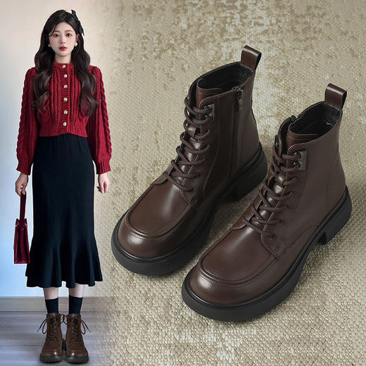 ZHR则则时尚甜酷经典马丁靴短靴2024新款冬季加绒百搭靴子女鞋潮 商品图1