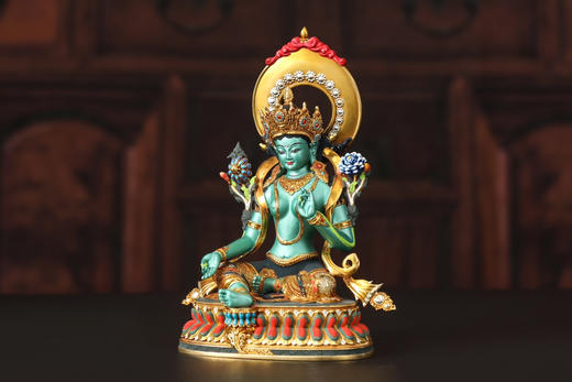 彩绘黄铜艺术像15cm（绿度母 白度母） 商品图0