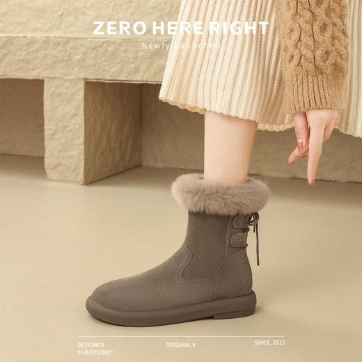 ZHR则则时尚加绒保暖雪地靴短靴女2024冬季新款百搭简约靴子女鞋 商品图9