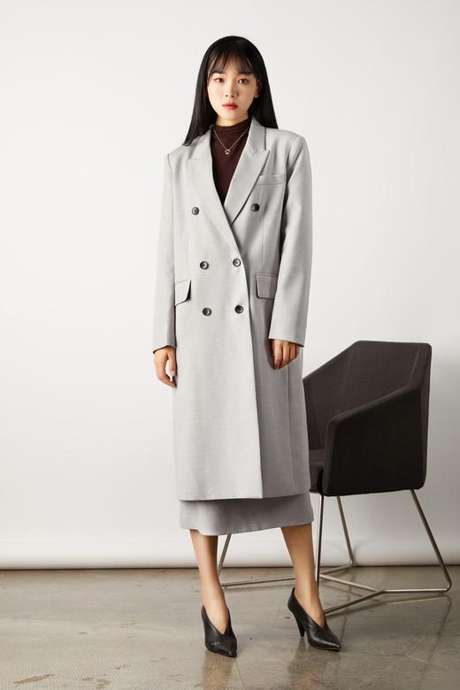 ESTELLICA 灰色简约长款西装外套 10929 商品图1