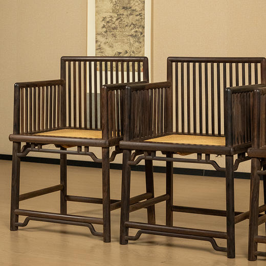 二十世纪 红木直棂玫瑰椅成堂（一堂四只） 商品图1