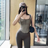 跃牌【周游世界系列】2024秋冬新款螺纹细肩带固定杯运动内衣纽扣U领瑜伽内衣BR1571 商品缩略图0