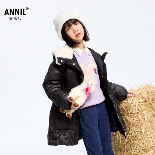 【御寒-5~5℃】女童中长款羽绒外套冬季新款安奈儿童装实体店同款AG445805 商品图1
