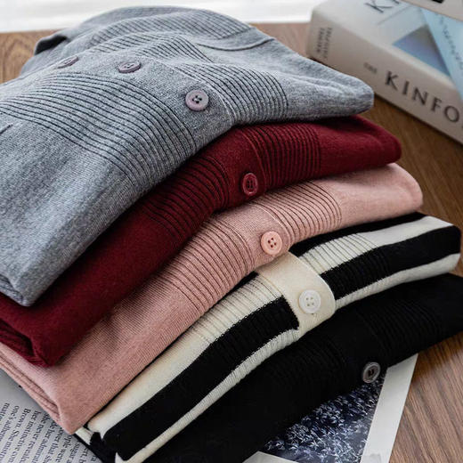 半身缘女装 春季韩版短款百搭柔和亲肤针织开衫女薄外搭02613 商品图6