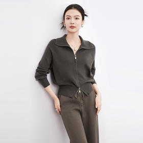 【高货wl】全新升级【铂金会员192/天猫259/差价67】(41805) 洛诗琳法式大翻领设计感双拉链针织开衫秋冬新款毛衣外套