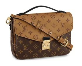 LOUIS VUITTON Pochette Metis 拼色老花翻盖涂层帆布拼牛皮饰边 腋下包邮差包单肩斜挎包女款 花色