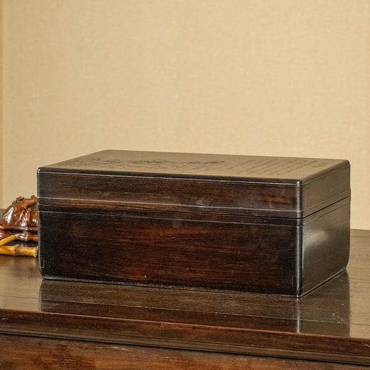 清 紫檀阴刻竹林七贤诗文盖盒 商品图1