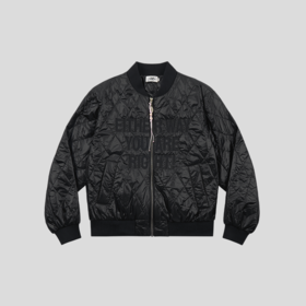 GOODBAI 916 slogan刺绣格纹棒球领填充拉链外套