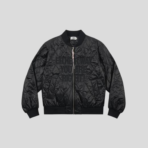 GOODBAI 916 slogan刺绣格纹棒球领填充拉链外套 商品图0