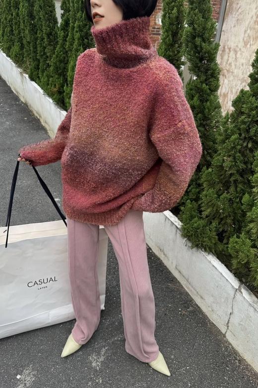 ANSUABEL 加厚渐变高领中长款毛衣 17806 商品图2