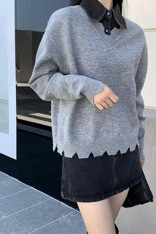 Kai & Kiera 不规则拼接衬衫做旧上衣 17816 商品图3