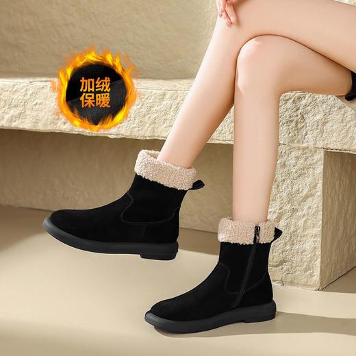 ZHR则则时尚简约加绒保暖雪地靴短靴2024新款冬百搭靴子棉靴女鞋 商品图9