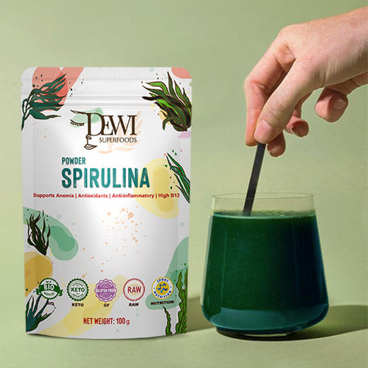 Dewi黛维螺旋藻粉大麦草汁粉绿色安东尼疗法调理肠胃重排果昔净化 商品图3