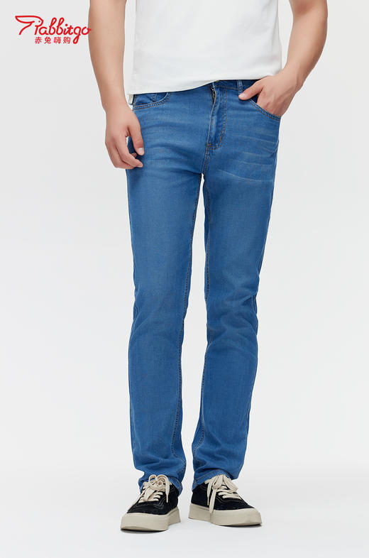 赤兔嗨购男装宽松直筒弹力不束缚牛仔裤2024年秋冬新款水洗长裤 商品图3