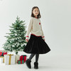 棵初2024年冬季新款女童丝绒半裙黑色复古简约不规则压褶半身裙 商品缩略图1