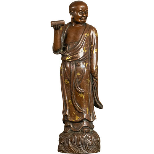 清 铜洒金持经罗汉像 商品图5