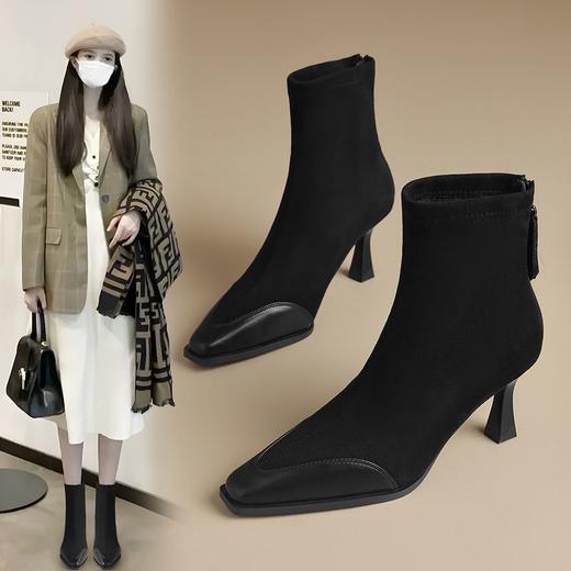 ZHR则则时尚尖头细跟高跟通勤女鞋2024新款冬季百搭通勤短靴靴子 商品图0