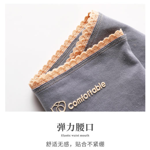 洁丽雅4条装中腰纯棉女士内裤简约舒适云感亲肤双层纯棉内裆透气三角裤女 商品图4