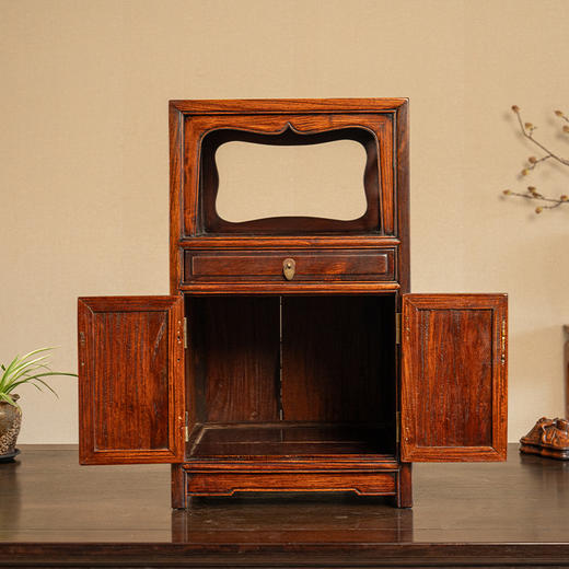 清 黄花梨百宝嵌仕女亮格柜摆件 商品图2