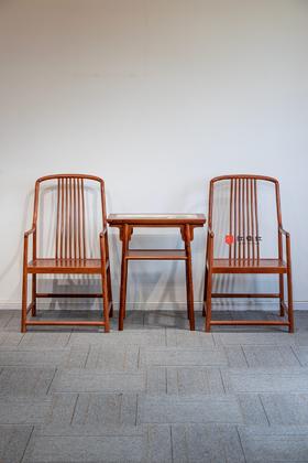 红桥红  家具严选  缅甸花梨(大果紫檀）  【嘉选梳背椅 三件套】